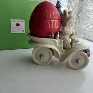 Snowbunnies Easter Egg Figurine “Cruisin for a happy Easter”